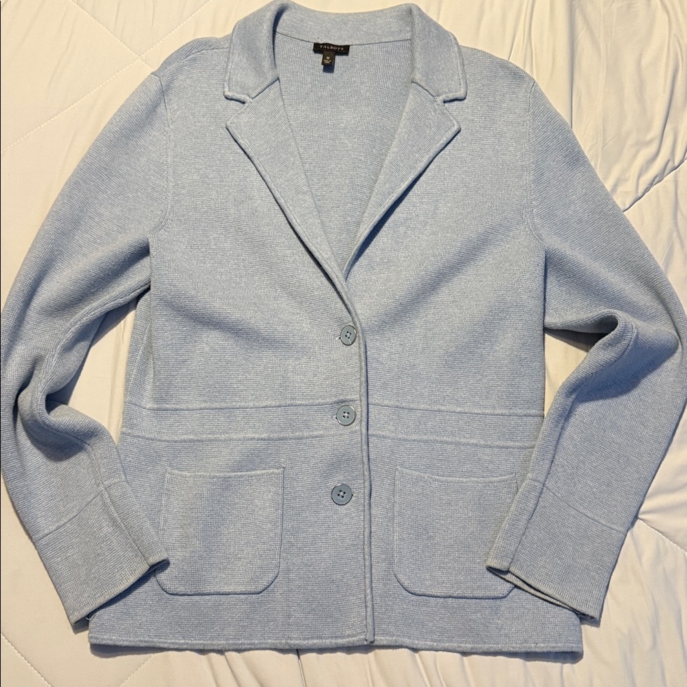 Talbots Sky Blue Knit Sweater blazer M